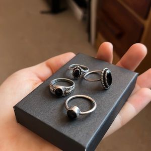 Lot of Onyx Rings various sizes